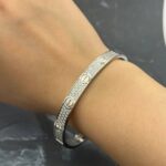Жорсткий браслет Cartier у камінні з логотипом срібло на руці