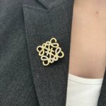 Брошка Loewe з камінням золото на тілі