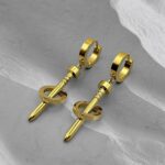 Сережки Cartier з прямим цвяхом та круглим елементом лимонне золото1