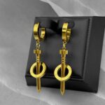 Сережки Cartier з прямим цвяхом та круглим елементом лимонне золото2