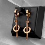 Сережки Cartier з прямим цвяхом та круглим елементом рожеве золото2