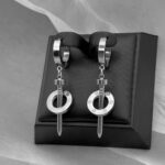 Сережки Cartier з прямим цвяхом та круглим елементом срібло2