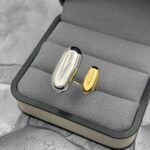 Універсальна каблучка біколор з двома овальними елементами2