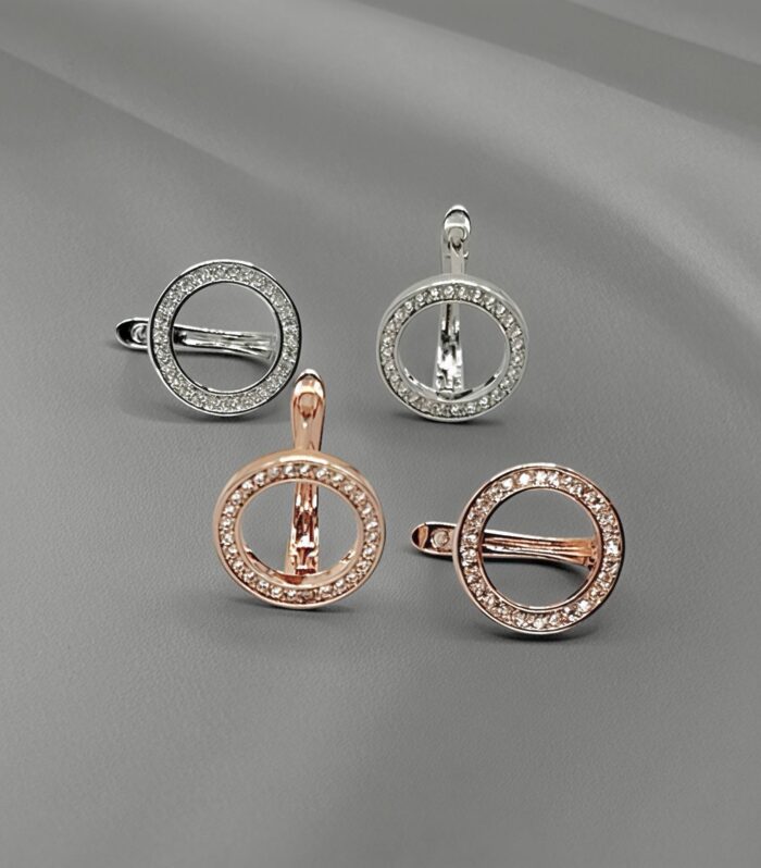Сережки Tiffany з англійською застібкою у вигляді кілець з камінням