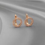 Сережки Tiffany з англійською застібкою у вигляді кілець з камінням рожеве золото
