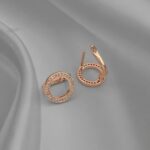 Сережки Tiffany з англійською застібкою у вигляді кілець з камінням рожеве золото застібка
