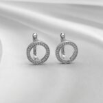 Сережки Tiffany з англійською застібкою у вигляді кілець з камінням срібло