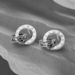 Подвійні сережки BVLGARI з камінням срібло2
