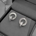 Подвійні сережки Cartier з камінням та логотипом срібло2