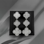 Довгі сережки Van Cleef з трьох конюшин у камінні срібло