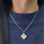 Вишуканий підвіс Van Cleef з великою конюшиною з камінням срібло на тілі