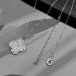 Вишуканий підвіс Van Cleef з великою конюшиною з камінням срібло застібка