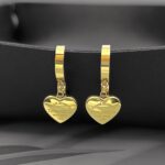 Сережки Tiffany з об'ємними серцями лимонне золото2