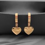 Сережки Tiffany з об'ємними серцями рожеве золото2