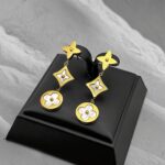 Довгі сережки Louis Vuitton лимонне золото