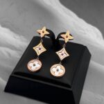 Довгі сережки Louis Vuitton рожеве золото
