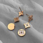 Довгі сережки Louis Vuitton рожеве золото застібка