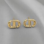 Сережки-пусети Dior з логотипом золото