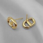 Сережки-пусети Dior з логотипом золото лого
