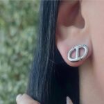 Сережки-пусети Dior з логотипом срібло на вусі