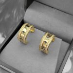 Сережки пів-кільця Louis Vuitton з камінням та логотипом золото