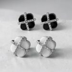 Сережки з керамікою та камінням у вигляді конюшини