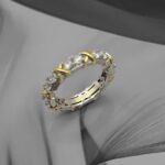 Каблучка Tiffany з камінням та хрестиками з логотипом лого