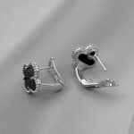 Класичні сережки Van Cleef з італійською застібкою у сріблі чорні лого