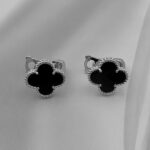 Класичні сережки Van Cleef з італійською застібкою у сріблі чорні