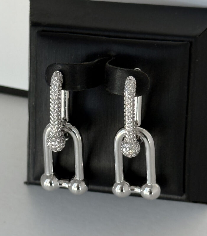 Сережки Tiffany з декоративними кристалами та логотипом